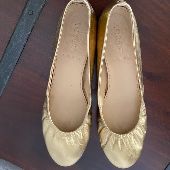 J. Crew Gold Cece Ballet Flat Size 7